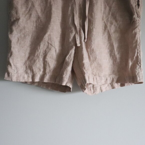 Panama Jack 100% Linen High Waist Lrg Cream Flat Front Elastic Bermuda Shorts - Picture 8 of 11